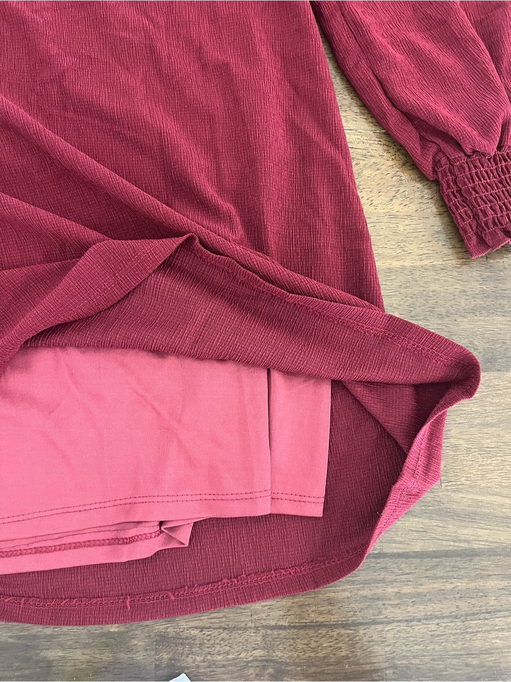 Allison & Kelly Burgundy Crisscross Back Mini Dress Long Sleeves Womens Large - Picture 6 of 10